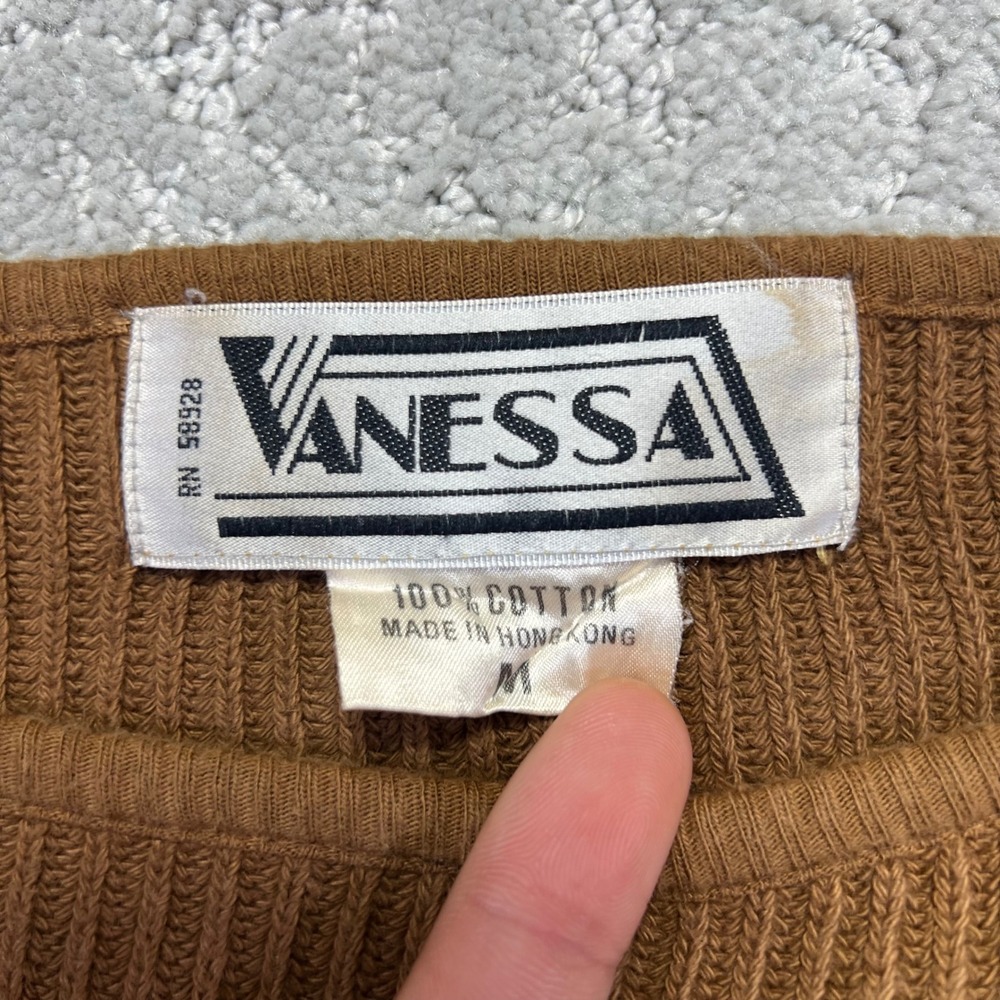 Vanessa Vintage Brown Ribbed Cotton Dolman Sleeve Cropped Sweater Womens Medium - Picture 6 of 14